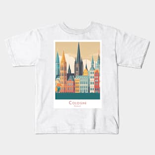 Vintage Retro Colorful Cologne Cityscape Germany Kids T-Shirt